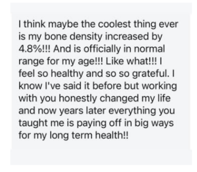 Athlete who increased their bone density by working with a sports dietitian
