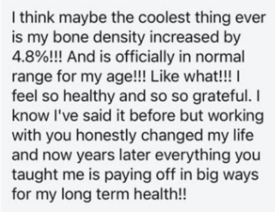Athlete who increased their bone density by working with a sports dietitian
